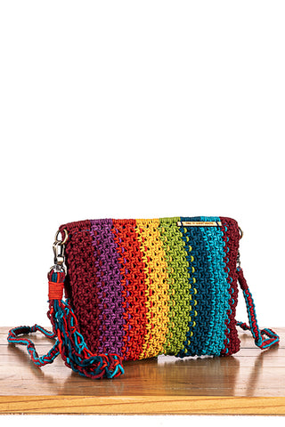 Gardenia Striped Hand Knotted Sling Bag Multi Color One 'O' Eight Knots