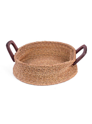 Hoglapata Round Tray with wooden handle Natural Artzyme