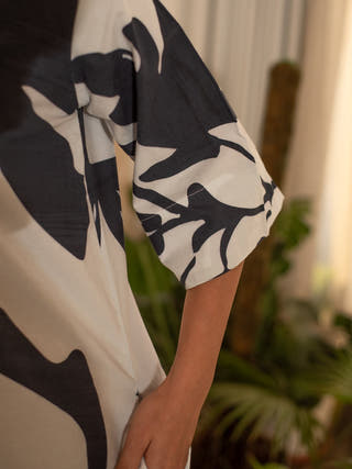 White Floral Print Shirt Dress