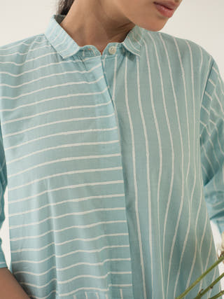 Blue Stripe Shirt Dress