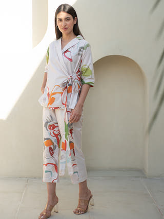 Floral Print Jacket with Pant