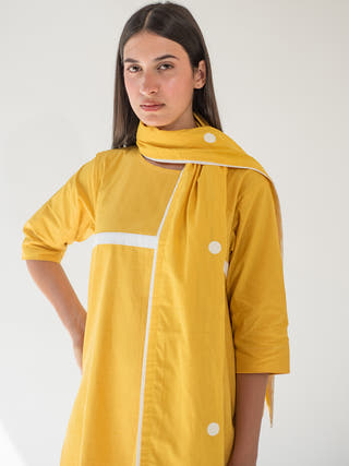 Yellow Applique Tunic Pant and Dupatta Set