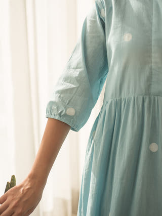 Blue Polka Dots Tier Dress