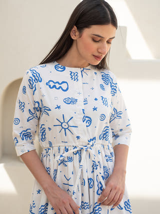 Doodle Print Elasticated Waist Dress