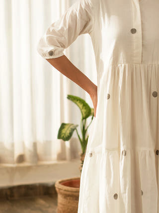 White Polka Tier Dress