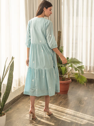 Blue Polka Dots Tier Dress