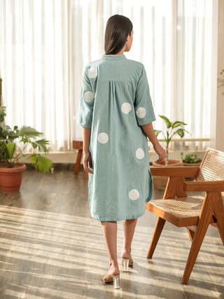 Blue Polka Shirt Dress