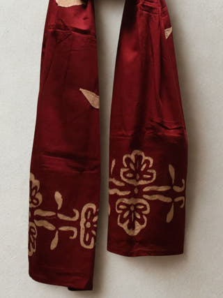 Hand Applique Cotton Stole | Maroon Floral