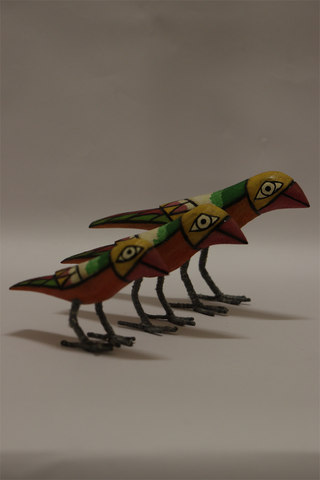 Macaw Handmade Wooden Birds Set Of 3 Multi Veersingh Wooden Products