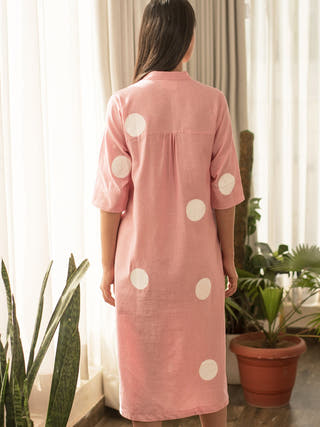 Pink Polka Shirt Dress