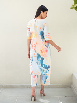 Multicolour Abstract Print Tunic with Pant