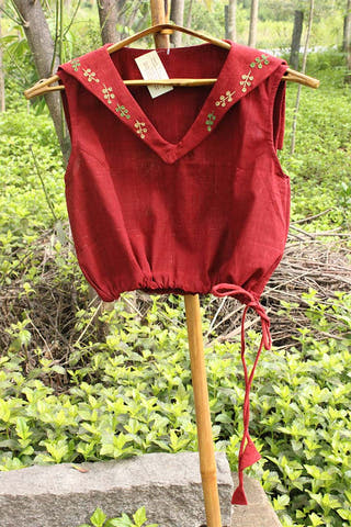 Organic Cotton Sailor Collar blouse Red