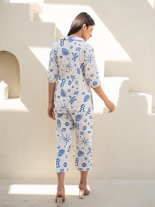 Doodle Print Jacket with Pant