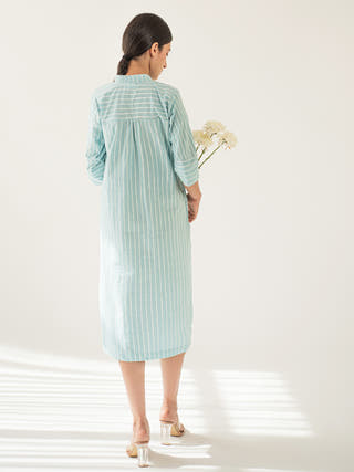 Blue Stripe Shirt Dress