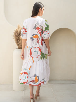 Floral Print Bottom Flare Dress