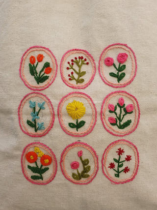 Floral Motif Hand Embroidered Tote Bag