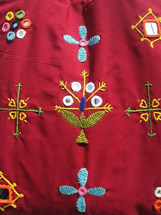 Kutch Embroidered Maroon Tote Bag