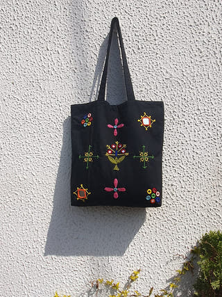 Kutch Embroidered Black Tote Bag