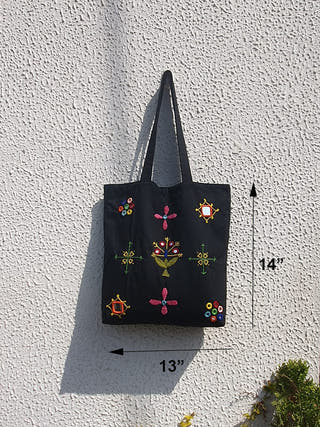 Kutch Embroidered Black Tote Bag