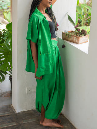Aastey Mul Dhoti Green - Handloom Cotton Kurta for women in Green color