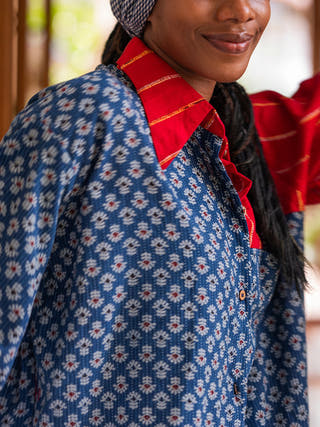 Aastey Patch Shirt Red Indigo Prathaa