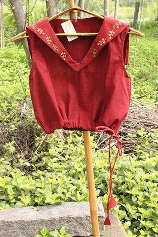 Organic Cotton Sailor Collar blouse Red