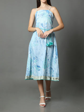 Selena Marble Strap Dress Aquamarine AMAR KOSA