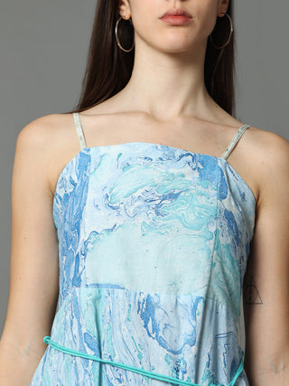 Selena Marble Strap Dress Aquamarine AMAR KOSA