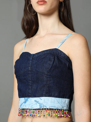 Oceane Marble Denim Bustier AMAR KOSA