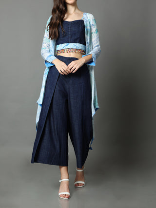 Oceane Marble Denim Wrap Pant AMAR KOSA