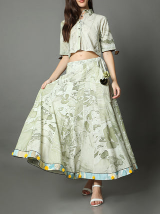 Moana Marble Kali Skirt - Cotton Skirts For Women in Green color