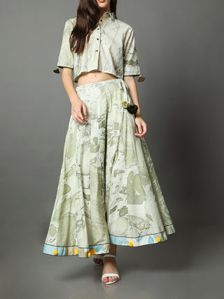 Moana Marble Kali Skirt - Cotton Skirts For Women in Green color