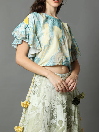 Moana Marble Frill Top AMAR KOSA