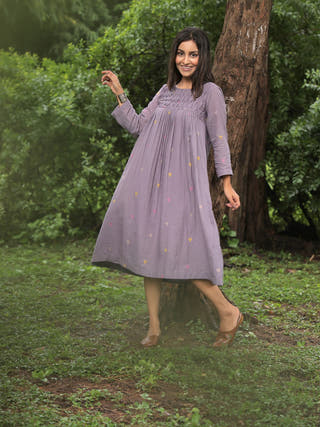 Urban Trishul Grey Jamdani Dress