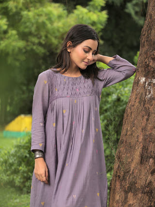 Urban Trishul Grey Jamdani Dress