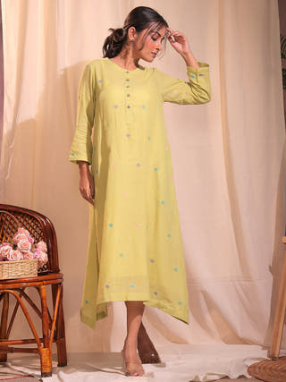 Mint Delight Jamdani Dress