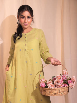 Mint Delight Jamdani Dress