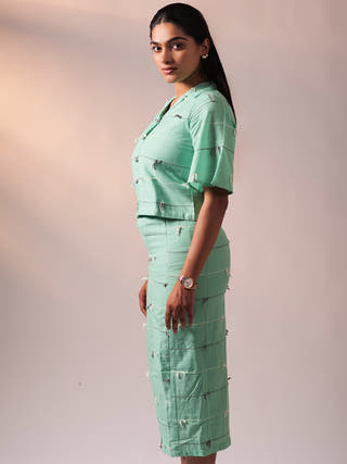 Knotty Top Skirt Set Green