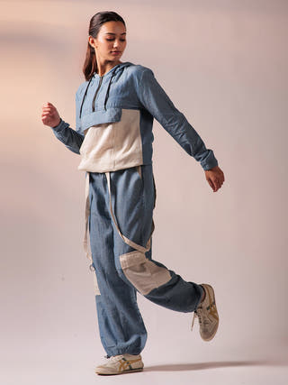 Cargo Top Pant Set Denim Blue