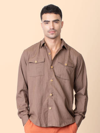 Canyon Brown Unisex Shirt with Flap Pockets