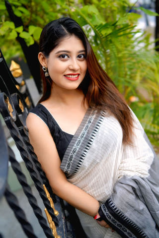 Shadow Stripes Pure Cotton Striped Saree Without Blouse Piece