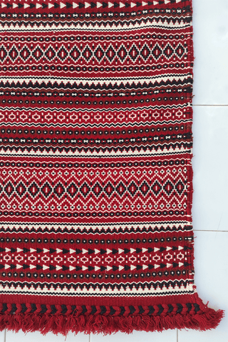 Handwoven Punja Durrie Red Kutchi Carpet