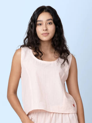 Pink Scoop Round Neck Sleeveless Top