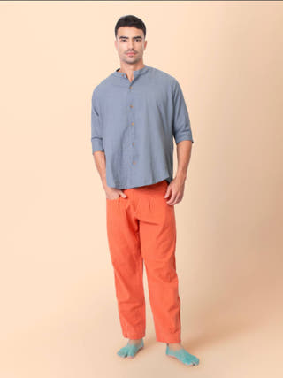 Grey Taube Mandarin Collar Shirt