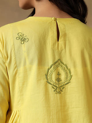 Yellow Cotton Chikankari Co-ord Set