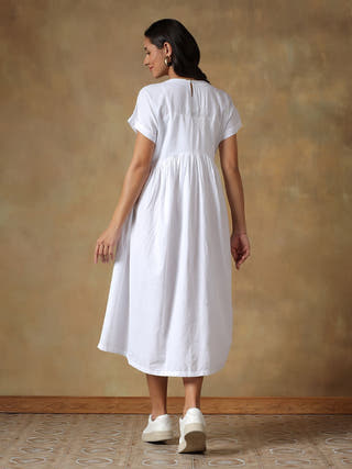 White Cotton Chikankari Dress