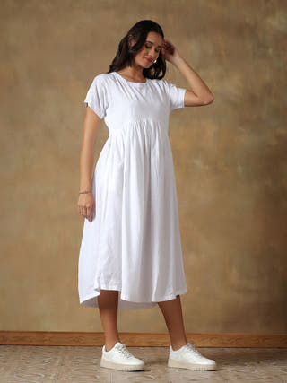 White Cotton Chikankari Dress