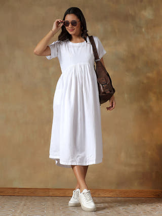 White Cotton Chikankari Dress