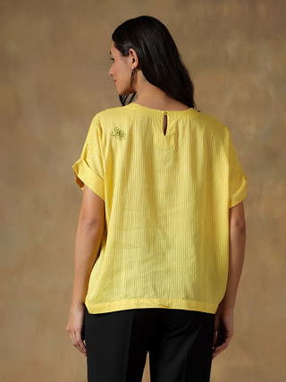 Yellow Freesize Lucknowi Chikankari Box Top