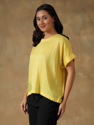 Yellow Freesize Lucknowi Chikankari Box Top
